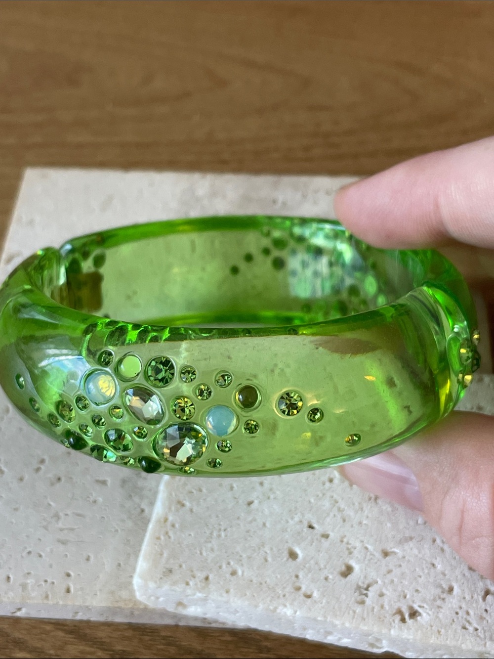 Alexis Bittar Vibrant Green Crystal-Accent Lucite Bangle